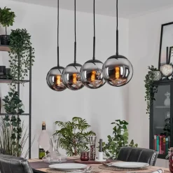 hofstein Gastor Suspension, Boule lumineuse, Suspension Chrome, Fumé, 4 lumières