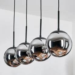 hofstein Gastor Suspension, Boule lumineuse, Suspension Chrome, Fumé, 4 lumières