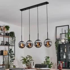 hofstein Gastor Suspension, Boule lumineuse, Suspension Chrome, Fumé, 4 lumières