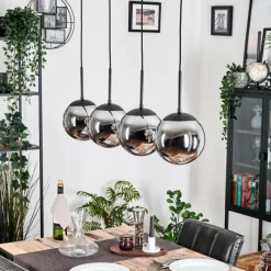 hofstein Gastor Suspension, Boule lumineuse, Suspension Chrome, Fumé, 4 lumières