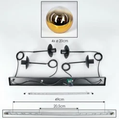 hofstein Gastor Suspension, Boule lumineuse, Suspension Or, Clair, 4 lumières