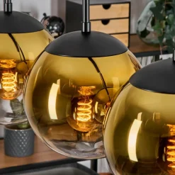 hofstein Gastor Suspension, Boule lumineuse, Suspension Or, Clair, 4 lumières