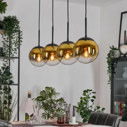 hofstein Gastor Suspension, Boule lumineuse, Suspension Or, Clair, 4 lumières