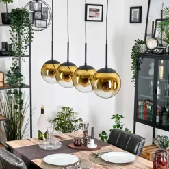 hofstein Gastor Suspension, Boule lumineuse, Suspension Or, Clair, 4 lumières