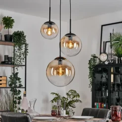 hofstein Gastor Suspension, Boule lumineuse, Suspension 30 cm Ambre, Clair, 3 lumières