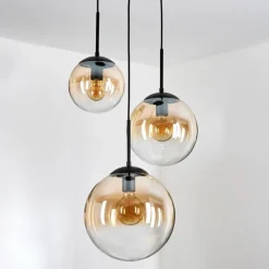 hofstein Gastor Suspension, Boule lumineuse, Suspension 30 cm Ambre, Clair, 3 lumières