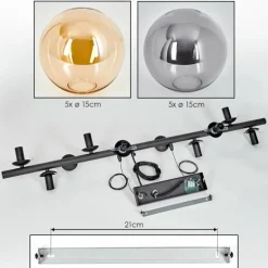 hofstein Gastor Suspension, Boule lumineuse, Suspension Ambre, Fumé, 10 lumières