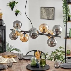 hofstein Gastor Suspension, Boule lumineuse, Suspension Ambre, Fumé, 10 lumières