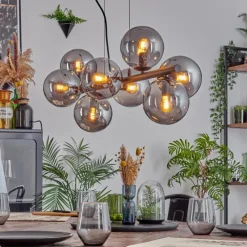 hofstein Gastor Suspension, Boule lumineuse, Suspension Fumé, 8 lumières