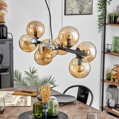 hofstein Gastor Suspension, Boule lumineuse, Suspension Ambre, 8 lumières
