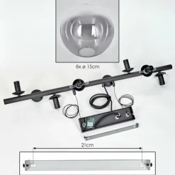 hofstein Gastor Suspension, Boule lumineuse, Suspension Clair, Fumé, 8 lumières