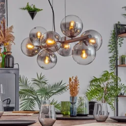 hofstein Gastor Suspension, Boule lumineuse, Suspension Clair, Fumé, 8 lumières