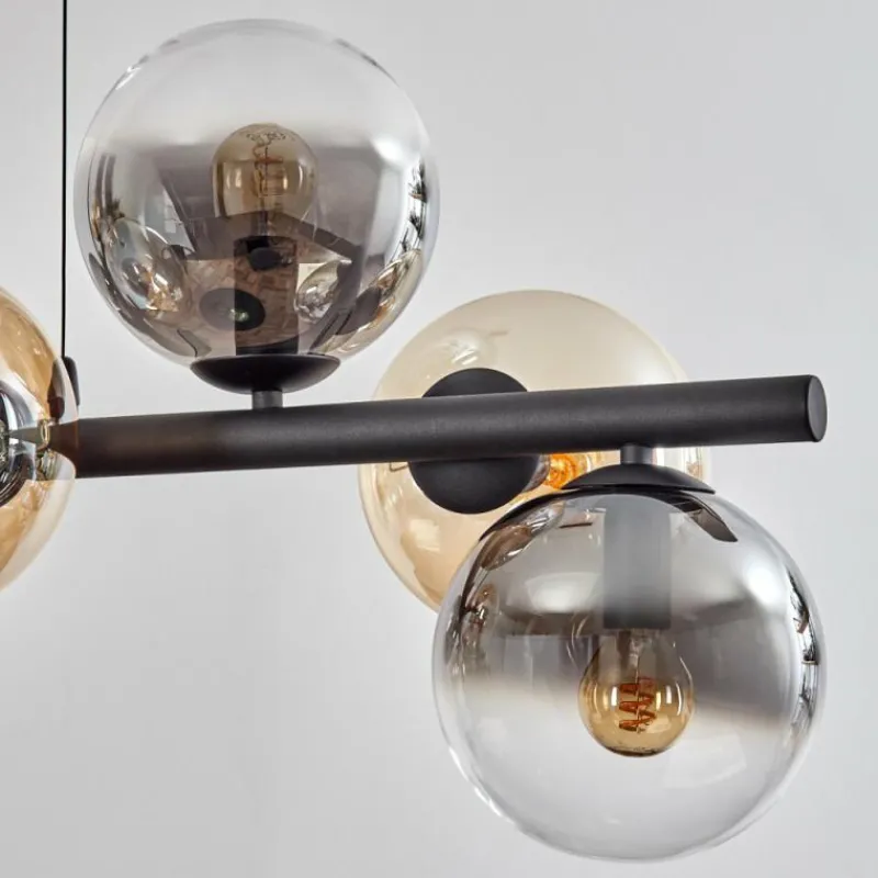 Suspension Verre Fumé-hofstein Gastor Suspension, Boule lumineuse, Suspension Ambre, Clair, Fumé, 8 lumières