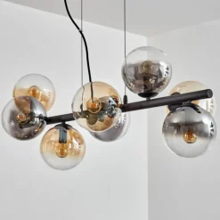 Suspension Verre Fumé-hofstein Gastor Suspension, Boule lumineuse, Suspension Ambre, Clair, Fumé, 8 lumières