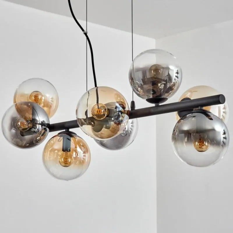 Suspension Verre Fumé-hofstein Gastor Suspension, Boule lumineuse, Suspension Ambre, Clair, Fumé, 8 lumières