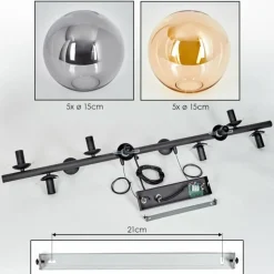 hofstein Gastor Suspension, Boule lumineuse, Suspension Ambre, Fumé, 10 lumières