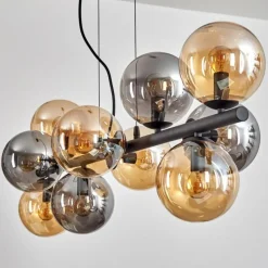 hofstein Gastor Suspension, Boule lumineuse, Suspension Ambre, Fumé, 10 lumières