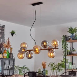 hofstein Gastor Suspension, Boule lumineuse, Suspension Ambre, Fumé, 10 lumières