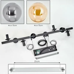hofstein Gastor Suspension, Boule lumineuse, Suspension Ambre, Fumé, 8 lumières