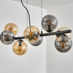 hofstein Gastor Suspension, Boule lumineuse, Suspension Ambre, Fumé, 8 lumières