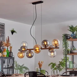 hofstein Gastor Suspension, Boule lumineuse, Suspension Ambre, Clair, Fumé, 10 lumières