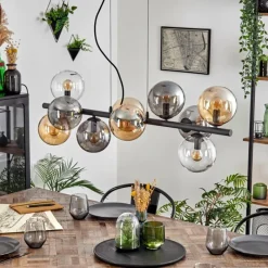 hofstein Gastor Suspension, Boule lumineuse, Suspension Ambre, Clair, Fumé, 10 lumières