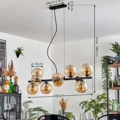 hofstein Gastor Suspension, Boule lumineuse, Suspension Ambre, 10 lumières