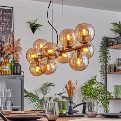 hofstein Gastor Suspension, Boule lumineuse, Suspension Ambre, 10 lumières