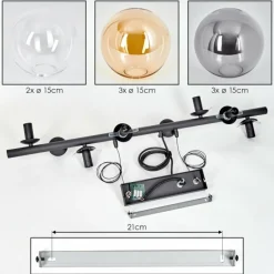 hofstein Gastor Suspension, Boule lumineuse, Suspension Ambre, Clair, Fumé, 8 lumières
