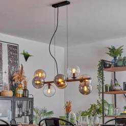 hofstein Gastor Suspension, Boule lumineuse, Suspension Ambre, Clair, Fumé, 8 lumières