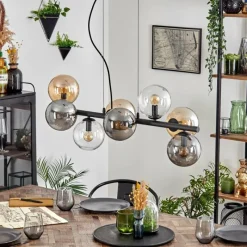 hofstein Gastor Suspension, Boule lumineuse, Suspension Ambre, Clair, Fumé, 8 lumières