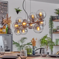 hofstein Gastor Suspension, Boule lumineuse, Suspension Clair, Fumé, 10 lumières