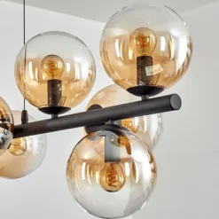 hofstein Gastor Suspension, Boule lumineuse, Suspension Ambre, Clair, 10 lumières