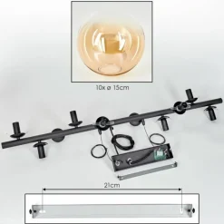 hofstein Gastor Suspension, Boule lumineuse, Suspension Ambre, Clair, 10 lumières