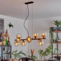 hofstein Gastor Suspension, Boule lumineuse, Suspension Ambre, Clair, 10 lumières