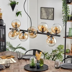 hofstein Gastor Suspension, Boule lumineuse, Suspension Ambre, Clair, 10 lumières