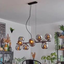 hofstein Gastor Suspension, Boule lumineuse, Suspension Chrome, Fumé, 10 lumières