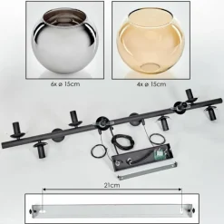 hofstein Gastor Suspension, Boule lumineuse, Suspension Ambre, Chrome, Fumé, 10 lumières