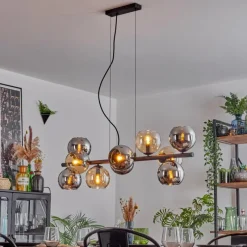 hofstein Gastor Suspension, Boule lumineuse, Suspension Ambre, Chrome, Fumé, 10 lumières