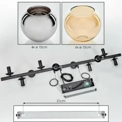 hofstein Gastor Suspension, Boule lumineuse, Suspension Ambre, Chrome, Fumé, 10 lumières