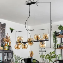 hofstein Gastor Suspension, Boule lumineuse, Suspension Ambre, 10 lumières