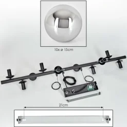 hofstein Gastor Suspension, Boule lumineuse, Suspension Chrome, Fumé, 10 lumières