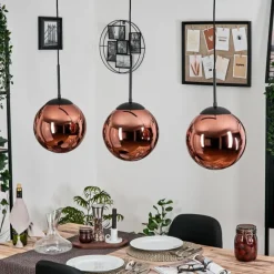 hofstein Gastor Suspension, Boule lumineuse, Suspension Cuivré, 3 lumières