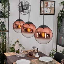 hofstein Gastor Suspension, Boule lumineuse, Suspension Clair, Cuivré, 3 lumières
