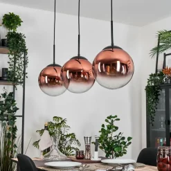 hofstein Gastor Suspension, Boule lumineuse, Suspension Clair, Cuivré, 3 lumières