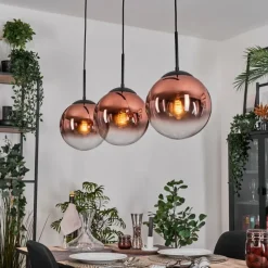 hofstein Gastor Suspension, Boule lumineuse, Suspension Clair, Cuivré, 3 lumières