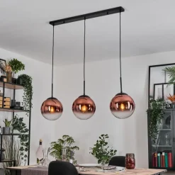 hofstein Gastor Suspension, Boule lumineuse, Suspension Clair, Cuivré, 3 lumières