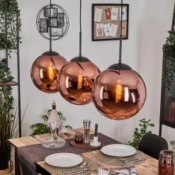 hofstein Gastor Suspension, Boule lumineuse, Suspension Cuivré, 3 lumières