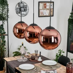 hofstein Gastor Suspension, Boule lumineuse, Suspension Cuivré, 3 lumières