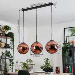 hofstein Gastor Suspension, Boule lumineuse, Suspension Cuivré, 3 lumières